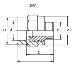 Mufa teava PPR, Ø 32 - 3/4 E, PN25, verde - Img 2