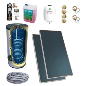 Pachet 2 panouri solare plane Tesy SP 08 200 CSL, 1.8 m² + Boiler stativ TESY EV 7/5 S2, 200 l, 2 serpentine + Accesorii montaj