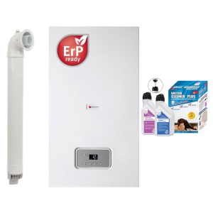 Pachet centrala termica pe gaz in condensare Saunier Duval Semia 25-A, 19,1 kW, Kit evacuare inclus si Kit rapid de curatare/protectie instalatii termice Doctor Cleanex Plus