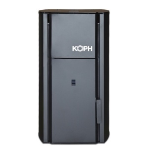 Pachet Smart Control - Centrala cu peleti KOPH PM 30 kW, 200 mp, diametru cos fum ⌀80 mm, manta apa 30 litri, pompa recirculare si vas expansiune incorporate + Termostat inteligent KOPH I302 WiFi + Aspirator cenusa 1000W + Stabilizator tensiune