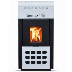 Pachet Smart Control - Termosemineu pe peleti Termax Kamin ECO, 25 kW, 160 mp, volum apa 42 litri, diametru cos fum ⌀80 mm, vas expansiune si pompa recirculare incluse + Termostat inteligent KOPH I302 WiFi + Aspirator cenusa 1000W + Stabilizator tensiune