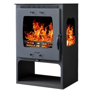 Pachet soba pe lemn Termax Atria, 12.2 kW, randament 84.17%, 80 m², Negru, set accesorii, aspirator cenusa si suport lemne foc metalic Termax M - Img 3