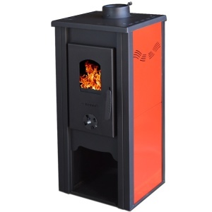 Pachet soba pe lemn Termax Bucur, 6.11 kW, randament 86.49%, 40 m², Rosu, set accesorii, aspirator cenusa si suport lemne foc metalic Termax M - Img 2