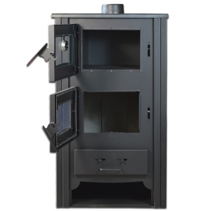 Pachet soba pe lemn Termax Doina, 12.2 kW, randament 84.17%, 80 m², cuptor de gatit integrat, Rosu, set accesorii, aspirator cenusa si suport lemne foc metalic Termax XL - Img 5