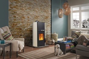 Pachet termosemineu cu peleti KOPH PM 18 kW, 120 mp, buncar 15 kg, diametru cos fum ⌀80 mm, pompa recirculare si vas expansiune incorporate, Sursa KOPH 700 W + Stecher Schuko cu protectie la joasa si inalta tensiune, Crem - Img 3