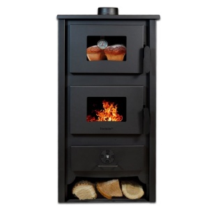 Pachet Termosoba pe lemn Termax Codru, 24.43 kW, cuptor integrat, randament 85.10%, 155 m², Negru, Calorifere, Pompa Recirculare, Vas expansiune, Robineti tur/retur si set accesorii - Img 2