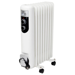 Radiator cu ulei FKOS 9 M, 2000W, 9 elementi, 3 trepte de incalzire, termostat reglabil, indicator luminos functionare, alb