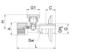 Robinet coltar cu bila HERZ, FE 1/2" - FE 3/8", PN 16, pentru apa cu sfera sub lavoar - Img 2