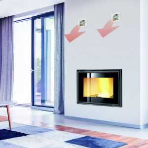 Semineu pe peleti Clam Primo 15, cu aer cald, incalzire pana la 150 mp, buncar 60 kg