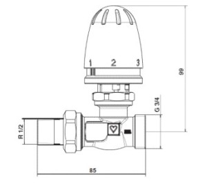 Set limitator de temperatura 1/2" HERZ, drept, pentru incalzire in pardoseala,15 m2 - Img 2
