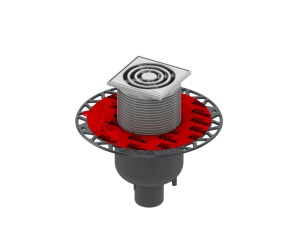 Sifon de pardoseala TECE drainpoint, 105 x 105 mm, iesire verticala DN 50, cu flansa universala Seal System, 3601300