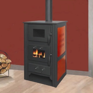 Soba pe lemn Termax Doina, 12.2 kW, randament 84.17%, 80 m², spatiu depozitare lemne, cuptor de gatit integrat, Rosu - Img 3