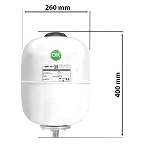 Dimensiuni Vas expansiune 18 litri Termax pentru instalatii solare, Ø 260 mm, 1"
