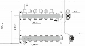 Ansamblu distribuitor pentru corpuri de incalzire, 9 cai, KOPH, inox 1" - Img 4