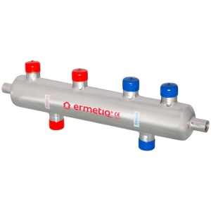Butelie de egalizare inox izolata, 2 circuite 1" max. 70 kW, Ermetiq