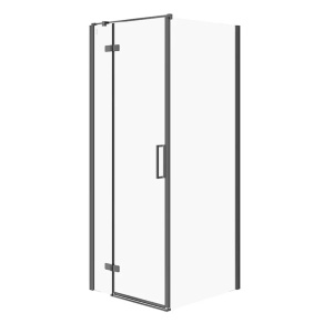 Cabina de dus, colt stanga, 80x80x195 cm, Negru, Jota