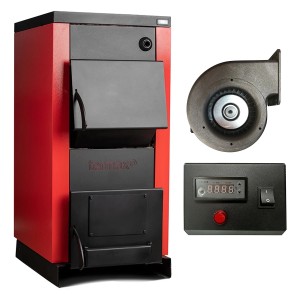 Centrala/Cazan pe lemn Termax cu ardere normala, putere 110 kW, volum manta apa 210 litri cu ventilator