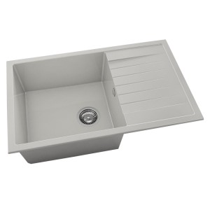 Chiuveta bucatarie cu blat dreapta/stanga FAT, marmura compozita, Granit Polar, 80 x 49 cm