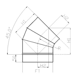 Cot inox SP 45°, ⌀160 mm