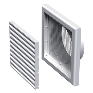 Grila ventilatie patrata Vents MV 100Vs, plasa pentru insecte, diametru 100 mm, 154 x 154 mm