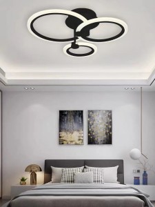 Lustra LED Model G3373/1+1+1BK, cu telecomanda, 3 tipuri de lumina, intensitate reglabila, 76 W, Negru