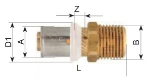 Mufa HERZ PRESS 50 x 1 1/2E pentru teava multistrat - Img 2