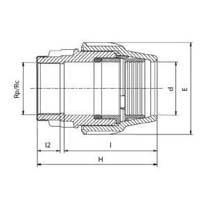 Mufa PEHD, Ø50 mm x 1 1/2 I, PN16
