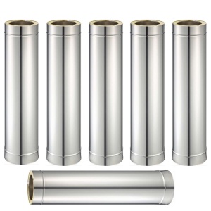 Pachet 6 bucati tub inox izolat pentru cos fum KOPH, cu perete dublu, lungime 1 m, diametru interior 100 mm, model P1