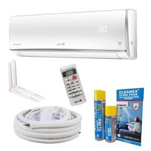 Pachet aer conditionat Arielli, Clasa A++, Capacitate 12.000 BTU, Inverter, WiFi, Auto-Restart, Autocuratare, Sleep, Turbo, ECO, Alb, Kit de instalare, Suporti si Clima Pack curatare si igienizare