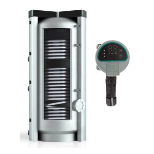 Pachet Boiler stativ din inox cu 2 serpentine, 300 litri, KOPH si Pompa KOPH GPA 15-15 80, H max. 1.5 m, IP44, 230V