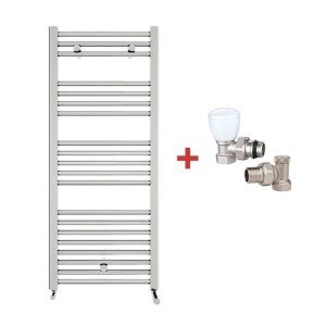 Pachet calorifer (radiator) de baie KOPH E, tip scarita, din otel, drept 600/1000 mm, 496 W, Robineti Tur/Retur KOPH 1/2"