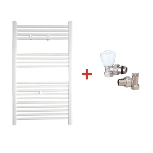 Pachet Calorifer (radiator) de baie TERMAX, tip scarita, din otel, drept 500/1200 mm, 570 W, Robineti Tur/Retur KOPH 1/2"