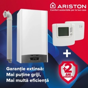 Pachet centrala Ariston Clas One 35 kW, Wi-Fi, incalzire si ACM, Kit evacuare inclus + Termostat ambient fara fir Honeywell DT92A + 2 ani extragarantie