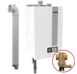 Pachet Centrala termica pe gaz/GPL in condensare Fondital Itaca CH KR 85 kW, schimbator de caldura din otel inoxidabil, doar incalzire, kit de evacuare inclus + Filtru antimagnetita si anti-namol, Reflex Exdirt D 1 1/4" M