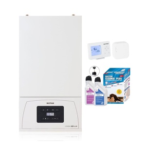 Pachet centrala termica pe gaz in condensare Motan Condens KPlus C38GC20V1, 20 kW, incalzire si ACM, Termostat wireless SENNA 270 RF si Kit rapid de curatare/protectie instalatii termice Doctor Cleanex Plus