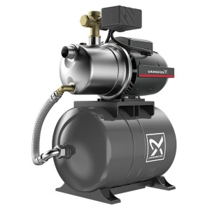 Pachet hidrofor Grundfos JP 5-48 PT-H, 1390 W, debit nominal 5 m³/h, rezervor 20 litri, Set 3 filtre ALFAKAL 10", pentru apa, nylon, bumbac si carbune activ, racord 1" si Supapa de sens cu sorb sita 1" - Img 2