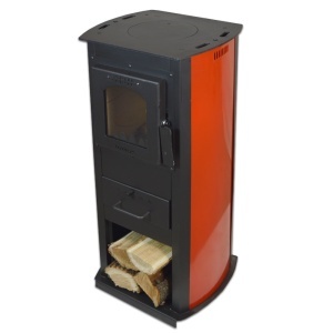 Pachet soba pe lemn Termax Corex, 6.11 kW, evacuare spate, randament 86.49%, 40 m², Rosu, set accesorii, aspirator cenusa si suport lemne foc metalic Termax M - Img 2