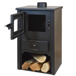 Pachet Termosemineu pe lemn Termax Vulcan, 11.52 kW, randament 85.59%, 75 m², Antracit, Grup siguranta, Pompa recirculare si Boiler termoelectric Tesy 80 litri - Img 4