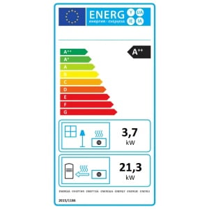 Pachet termosemineu pe peleti Termax Kamin ECO, 25 kW, 160 mp, buncar peleti 45 kg, volum apa 42 litri, diametru cos fum ⌀80 mm, vas expansiune si pompa recirculare incluse, Bordo - Img 2