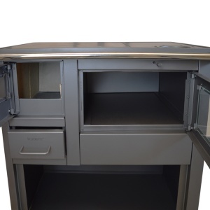 Pachet Termosoba pe lemn Termax Voinic, 12.05 kW, evacuare pe dreapta, cuptor integrat, randament 85.29%, 80 m², Antracit, Grup siguranta, Pompa recirculare si Boiler termoelectric Tesy 80 litri - Img 4