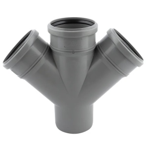 Ramificatie dubla polipropilena, pentru scurgere, Ø 110/110/110 mm, 45°