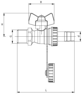 Robinet cu bila HERZ de golire FE Ø 3/4" nr. 2, actionare fluture - Img 2