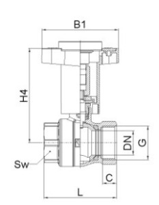 Robinet cu bila HERZ, FI-FI Ø 1/2" nr. 2, PN25, cu termometru albastru incorporat