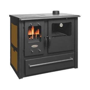 Soba pe lemn Termax Rustik, Samota, 9.5 kW, evacuare pe dreapta, cuptor integrat, randament 76.1%, 63 m², Maro - Img 2