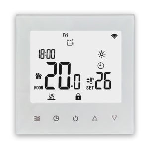 Termostat inteligent KOPH i210 incastrabil pentru incalzirea in pardoseala, senzor sapa inclus, WiFi, Control prin internet, Tuya Smart/Smart Life, 86 x 86 x 26 mm, Alb