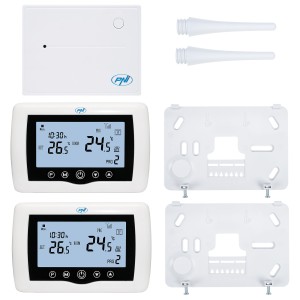 Termostat inteligent PNI CT400 fara fir, cu WiFi, control 2 zone prin Internet, pentru centrale termice, pompe, electrovalve, APP TuyaSmart, histerezis 0.2 grade C