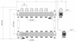 Ansamblu distribuitor pentru corpuri de incalzire, 7 cai, KOPH, inox 1" - Img 2