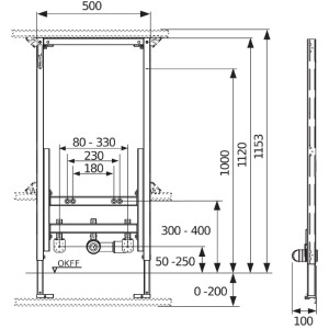 Cadru fixare bideu TECEprofil pentru bideu suspendat, inaltime de instalare 1120 mm, 9330000 - Img 2