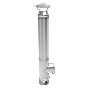 Cos de fum din inox cu dublu perete, inaltime 4 metri, diametru interior 100 mm pentru centrale pe lemn, carbune si peleti, complet pentru montaj, model P1