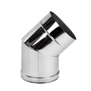 Cot din inox pentru cazane peleti simplu perete, neizolat, 45°, Ø 80 mm, model P1